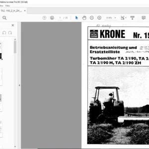 KRONE TA 2/190, TA 2/190 Z TA  2/190 H, TA  2/190 ZH Ersatzteilliste - PDF DOWNLOAD