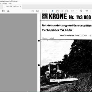 KRONE TA2/166 Betriebsanleitung und Ersatzteilliste - PDF DOWNLOAD (GERMAN)