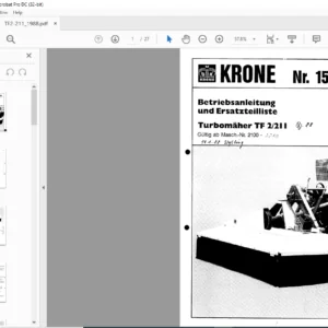 KRONE TF 2/211 Betriebsanleitung und Ersatzteilliste - PDF DOWNLOAD  (GERMAN)