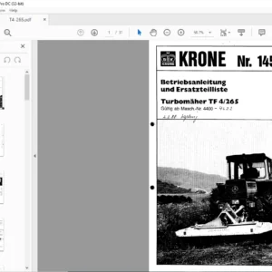 KRONE TF 4/2.65 Betriebsanleitung und Ersatzteilliste  - PDF DOWNLOAD (GERMAN)