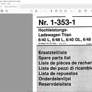 KRONE Titan 6/40 L  6/48 L  6/40 GL  6/48 GL SPARE PARTS MANUAL - PDF DOWNLOAD
