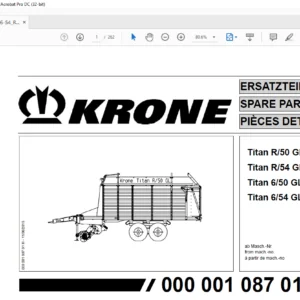 KRONE Titan R50 G R54 GL 650 GL 654 GL SPARE PARTS MANUAL -PDF DOWNLOAD