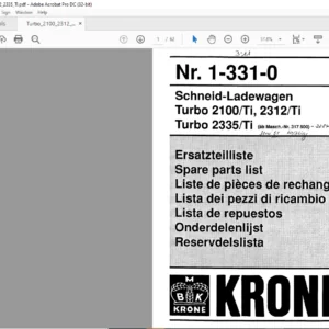 KRONE Turbo 2100/Ti, 2312/Ti Turbo 2335/Ti SPARE PARTS MANUAL- PDF DOWNLOAD