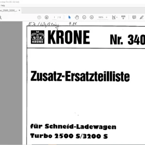 KRONE Turbo 2500 S/3200 S Betriebsanleitung und Ersatzteilliste - PDF DOWNLOAD (german)
