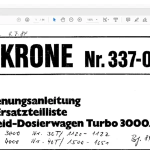 KRONE Turbo 3000/4000 Betriebsanleitung und Ersatzteilliste - PDF DOWNLOAD