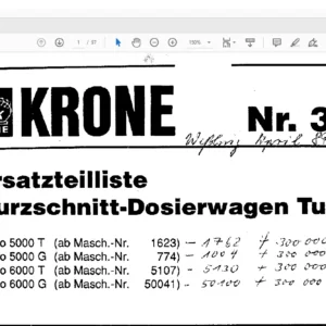 KRONE Turbo 5000 T 5000 G 6000 T 6000 G Ersatzteilliste - PDF DOWNLOAD