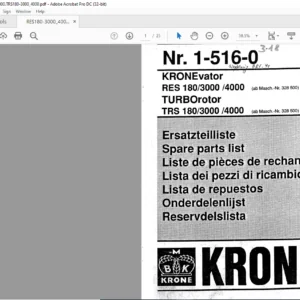 KRONE RES 180/3000 /4000 TRS 180/3000 /4000 Ersatzteilliste - PDF DOWNLOAD