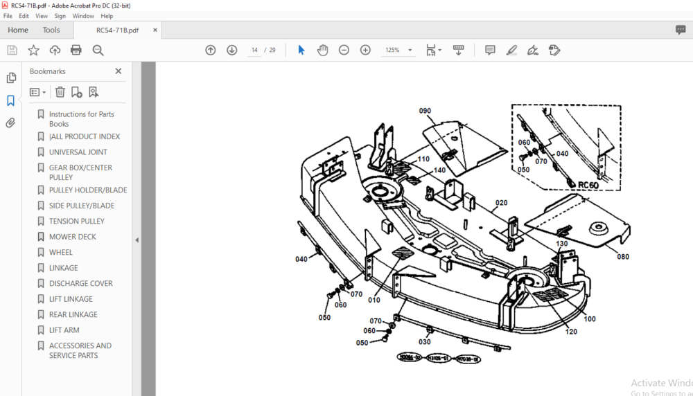 KUBOTA RC54-71B Parts Manual - PDF DOWNLOAD - HeyDownloads - Manual