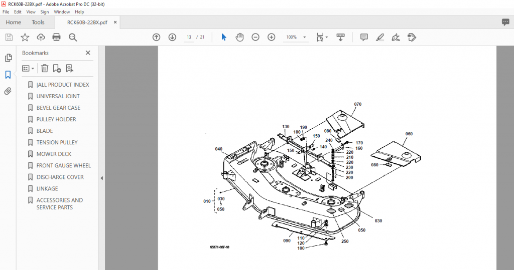 KUBOTA RCK60B22BX Parts Manual PDF DOWNLOAD HeyDownloads Manual