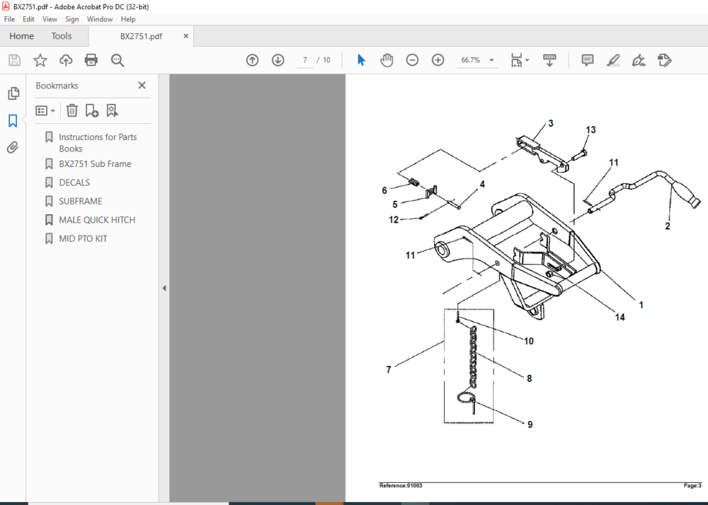 Kubota BX2751 Sub Frame Parts Manual - PDF DOWNLOAD - HeyDownloads ...