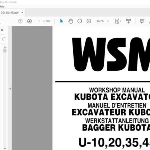 Kubota Excavator U10 U20 U35 U45 Workshop Service Manual - PDF DOWNLOAD