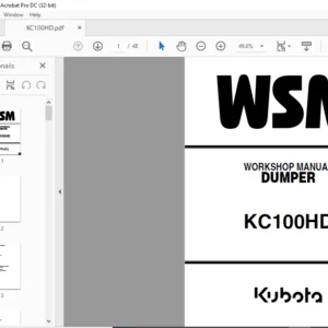Kubota KC100HD DUMPER WORKSHOP MANUAL - PDF DOWNLOAD
