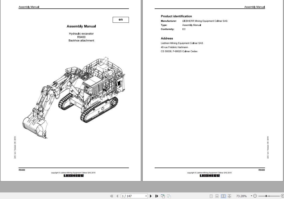 Liebherr Mining Excavator 05.2019 Assembly Manuals PDF - Complete Set ...