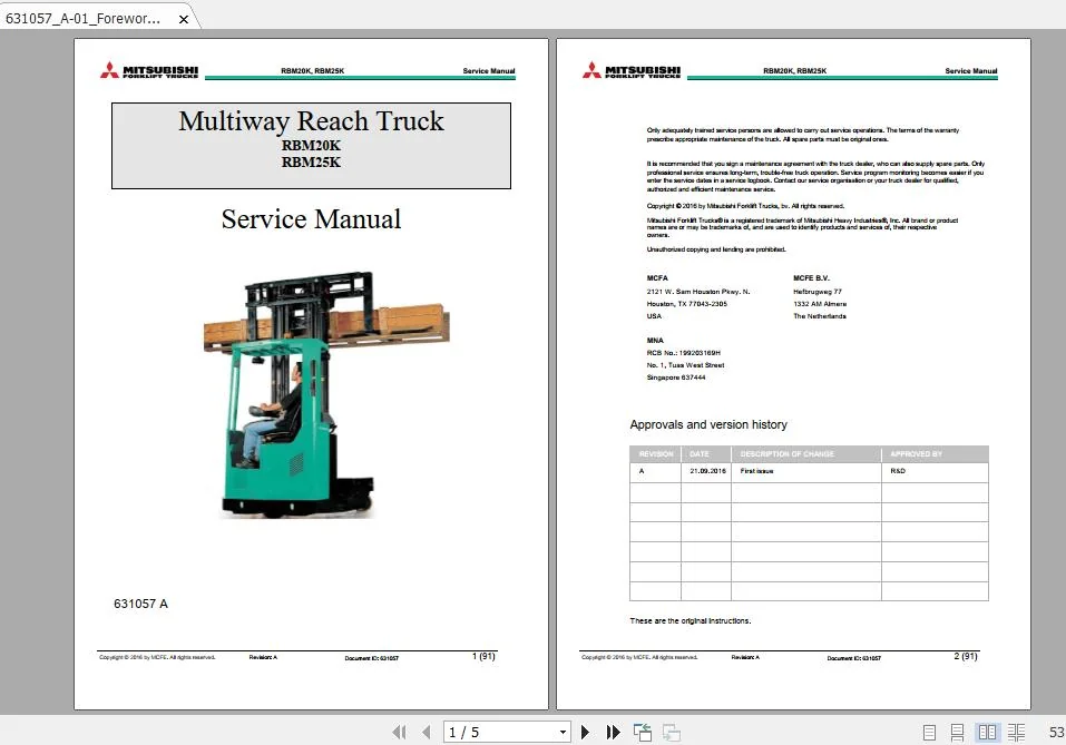 Mitsubishi Forklift Full Models Service Manuals PDF [03.2020] - Complete Set - Image 3