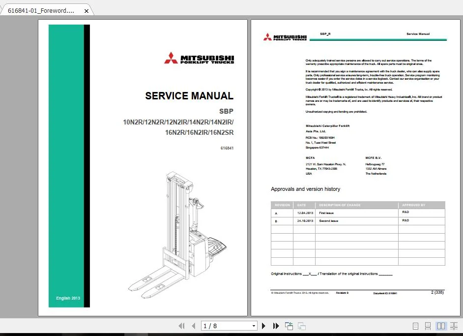 Mitsubishi Forklift Full Models Service Manuals PDF [03.2020] - Complete Set - Image 6