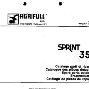 Agrifull SPRINT 350 Spare Parts Catalogue Manual - PDF DOWNLOAD