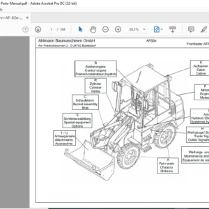 Ahlmann AF 60e Wheeled Excavator Parts Manual - PDF DOWNLOAD