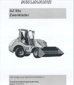 Ahlmann AZ 95e Zwenklader Originele bedieningshandleiding - PDF DOWNLOAD (Dutch)