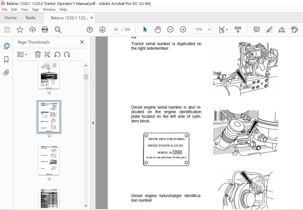 Belarus 1220.1 1220.3 Tractor Operator's Manual - PDF DOWNLOAD - Image 3