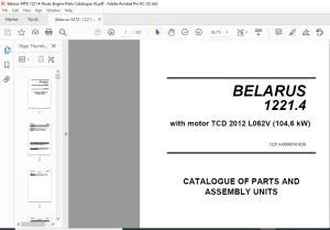 Belarus 1221.4 with motor TCD 2012 L062V (104,6 kW) Parts Catalogue Manual - PDF DOWNLOAD