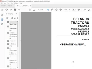 Belarus 900 900.3 920 920.2 920.3 950 950.3 952 952.2 952.3 Operating Manual - PDF DOWNLOAD