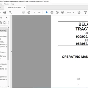 Belarus 900 900.3 920 920.2 920.3 950 950.3 952 952.2 952.3 Operating Manual - PDF DOWNLOAD