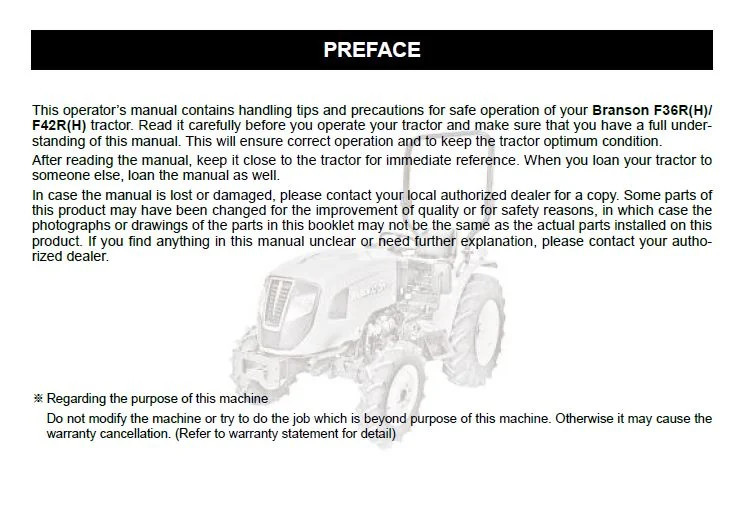 Branson F36RH F42RH Tractor Operator's Manual - PDF DOWNLOAD - Image 5