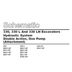 CAT 330 330 L & 330 LN Excavators Hydraulic System Double Action One Pump (Attachment) Schematic Manual