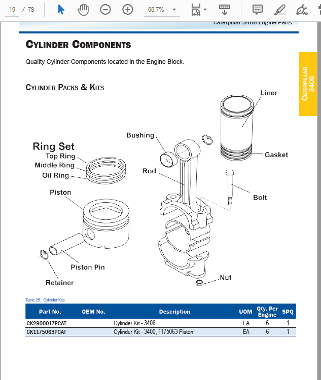 CAT 3406 Engine Parts Manual - PDF DOWNLOAD - HeyDownloads - Manual Downloads