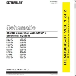 CAT 3500B Generator with EMCP 3 Electrcial Schematic Schematic Manual  Vol 1 & 2 - PDF  DOWNLOAD