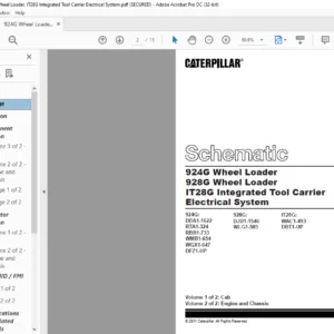 CAT 924G Wheel Loader, 928G Wheel Loader, IT28G Integrated Tool Carrier Electrical System Schematic Manual  - PDF DOWNLOAD