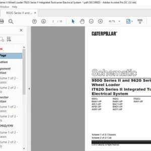 CAT 950G Series II and 962G Series II Wheel Loader IT62G Series II Integrated Toolcarrier Electrical System  Schematic Manual  - PDF