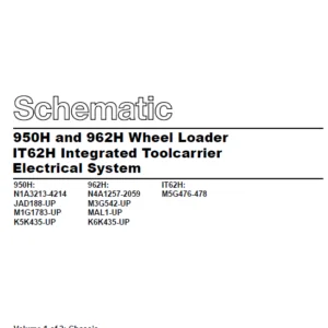 CAT 950H & 962H Wheel Loaders IT62H Integrated Toolcarrier Electrical System Schematic Manual