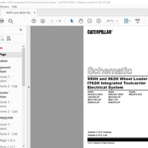 CAT 950H and 962H Wheel Loader  IT62H Integrated Tool Carrier Electrical System Schematic Manual  -  PDF DOWNLOAD
