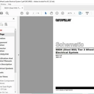 CAT 980H (Steel Mill) Tier 3 Wheel Loader Electrical System Schematic Manual - PDF DOWNLOAD