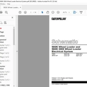 CAT 980K Wheel Loader and 980K OEM Wheel Loader Electrical System  Schematic Manual - PDF DOWNLOAD
