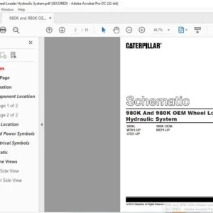 CAT 980K and 980K OEM Wheel Loader Hydraulic System Schematic Manual - PDF DOWNLOAD