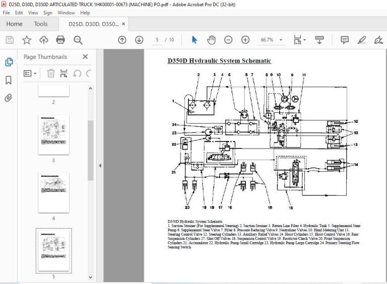 CAT D25D D30D D350D D40D & D400D ARTICULATED DUMP HYDRAULIC SCHEMATIC ...