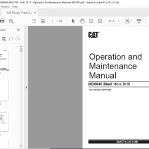 CAT Rotary Track Drill MD6640 Blast Hole Drill Operation & Maintenance Manual  - PDF DOWNLOAD