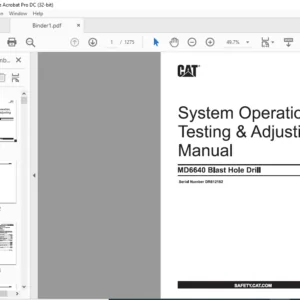 CAT Rotary Track Drill MD6640 Blast Hole Drill System Operation, Testing & Adjusting Manual Vol 1&2 - PDF DOWNLOAD