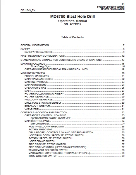CAT Rotary Track Drills MD6750 Blast Hole Drill System Operation Manual - PDF DOWNLOAD - Image 3