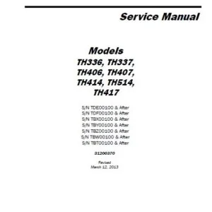 CAT TH336  TH337 TH406 TH407 TH414 TH514 TH417 Telehandler Service manual + Engine + Axle Service Manual  &  Axle Disassembly/Assembly  Schematics