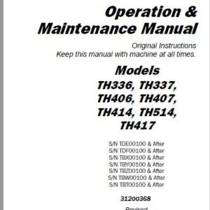 CAT Telehandler TH336C TH337 TH406 TH407 TH414 TH514 TH417  Engine + Operation & Maintenance Manual  - PDF DOWNLOAD