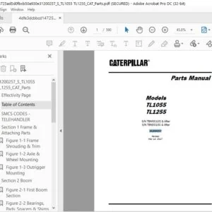 CAT Telehandler TL1255 (TBN) Parts Manual - PDF Download