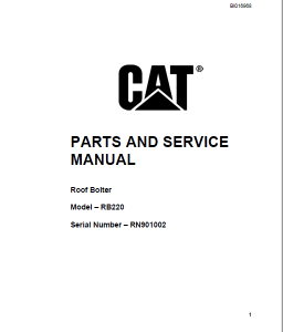 CAT Roof Bolter RB220 ROOF BOLTER Parts Manual - PDF DOWNLOAD ...