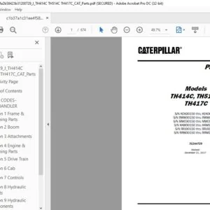 Cat Telehandler TH336 TH337 TH406 TH407 TH414 TH514 TH417 Engine + Operation & Maintenance Manual - PDF DOWNLOAD