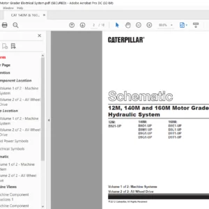 Cat 12M 140M & 160M Motor Grader Hydraulic System Schematic Manual - PDF DOWNLOAD