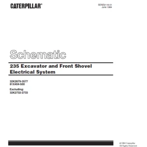 Cat 235 Excavator and Front Shovel Electrical System Schematic Manual - PDF DOWNLOAD