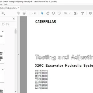Cat 320C Excavator Hydraulic System Testing & Adjusting Manual