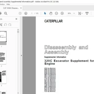 Cat 320C Excavator Supplement for 3066 Engine Disassembly & Assembly Manual